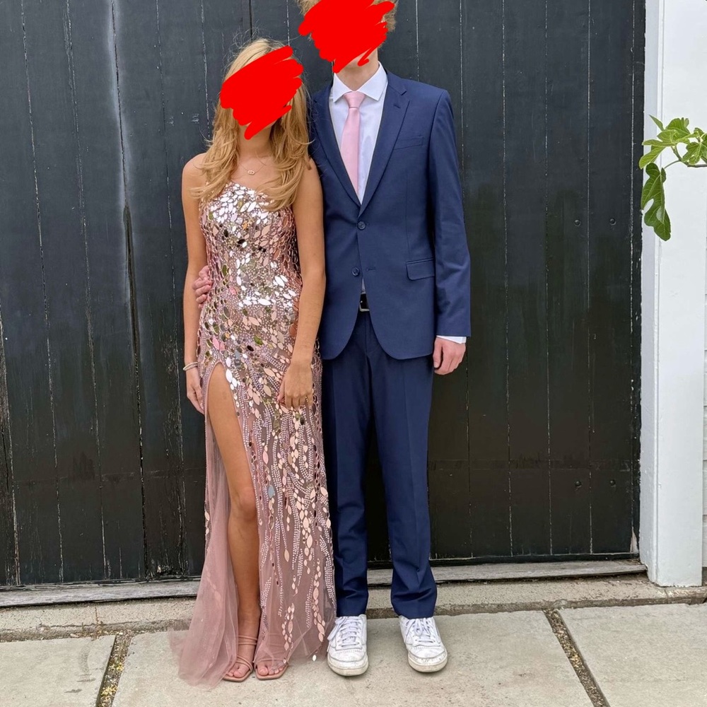 Jasz Couture One Shoulder Pink Sequin Dress - Picture 4 of 6